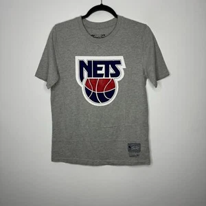 NWT MITCHELL & NESS Retro Logo Short Sleeve New Jersey Nets Tee Gray L 14/16 - Picture 1 of 4