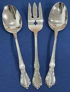 Oneidaware Whittier Pattern Stainless Hostess Set 1 Meat Fork + 2 Serving Spoons - Picture 1 of 7