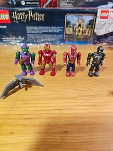 4x Marvel Mega Blox Figures : Spider Man, Symbiote, Iron Man, Green Goblin - Picture 1 of 5