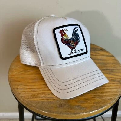 Gorra Goorin Bros blanca camionero gallo polla espalda a presión para hombre Foto 1 de 4