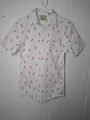Camisa elástica Haggar para hombre talla S blanca con rojo Hula Girl abotonada Hawaii Aloha  Foto 1 de 4