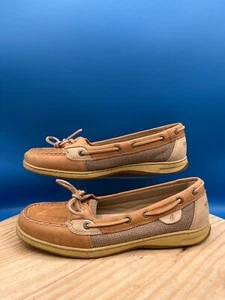 Sperry Angelfish Top Sider Boat Shoes Women's Sz 10M Brown Leather Flat Slip On - Picture 1 of 13