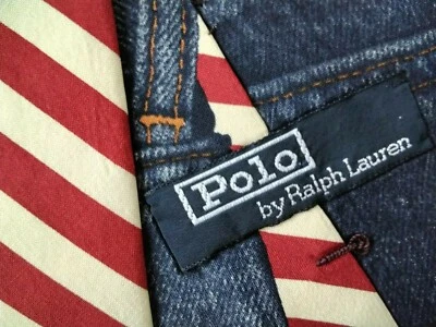 VTG Polo Ralph Lauren American Flag Neck Tie July 4 Blue Jeans Silk RARE USA - Image 1 of 4