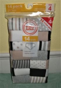 Wonder Nation 14 Pack Girls Briefs Neutral Colors Size 4 Soft Tag Free New - Picture 1 of 2