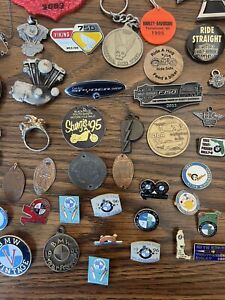 Assorted Miscellaneous Harley Davidson And Bmw Pins And Other Pins.
