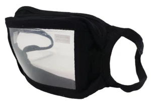 Cantidad: 50 - Máscara facial reutilizable de algodón negro transparente para ventanas lectura de labios profesor sordo - Imagen 1 de 5