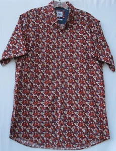 Men's ZARA short sleeve 100% cotton flowered slim fit button up shirt medium - Picture 1 of 1