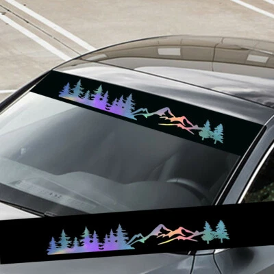 Calcomanía parasol delantero de coche ventana árbol montaña hágalo usted mismo pegatina impermeable Foto 1 de 4