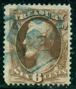 NEGATIVSTERN blau FANCY CANCEL - DUAL STRIKE!! auf 6c KASSENBEAMT - Bild 1 von 1