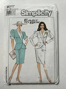 Simplicity 9017- 1980s Ladies Peplum Suit Sewing Pattern Sizes 10-14- Uncut - Picture 1 of 6
