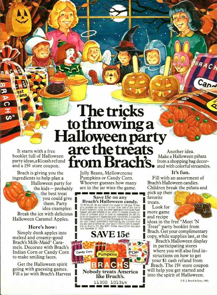 Brach's Mellowcreme Pumpkins Caramelo Maíz Halloween Ilustrado De Colección Impresión AD Foto 1 de 1