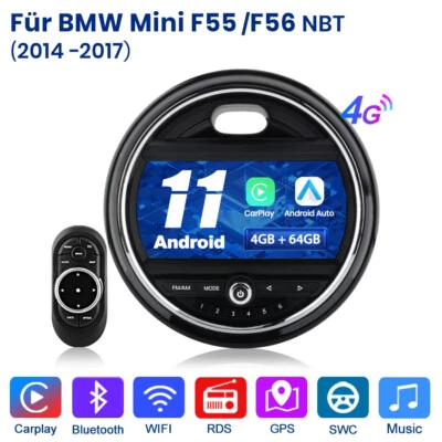 Für BMW Mini Cooper R56 2014-2019 Android Autoradio 4+64GB GPS Navi Wifi DAB+SWC - Bild 1 von 4
