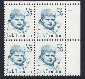 US #2182 25¢ Jack London UR Plate Block 1986 MNH - Picture 1 of 1