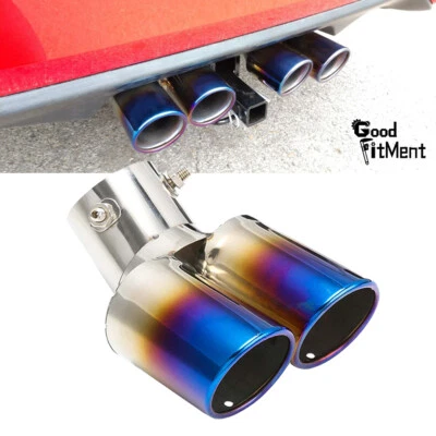 Car Auto Rear Dual Exhaust Pipe Tail Muffler Tip Throat Tailpipe Accessories Kit - Image 1 of 4