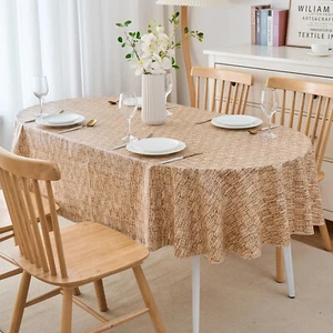LIBERECOO Vinyl Tablecloth with Flannel Backing Oil-Proof PVC Table Cloth Stain- - Picture 1 of 9