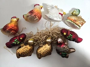 vintage small bird glass Christmas ornaments of various birds each 2.5" wide - Picture 1 of 1