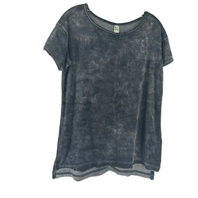 Top de terciopelo manga corta gris para mujer talla S cuello redondo abertura lateral marca de té verde Foto 1 de 4