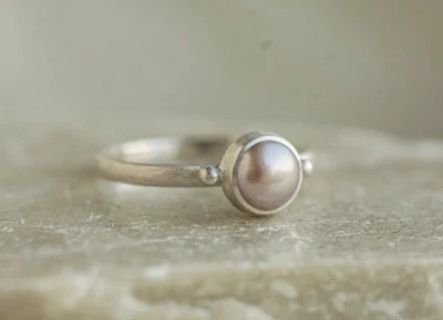 Sterling Silver Pink Pearl Ring June Birthstone Ring Handmade Beautiful Ring - Image 1 of 4