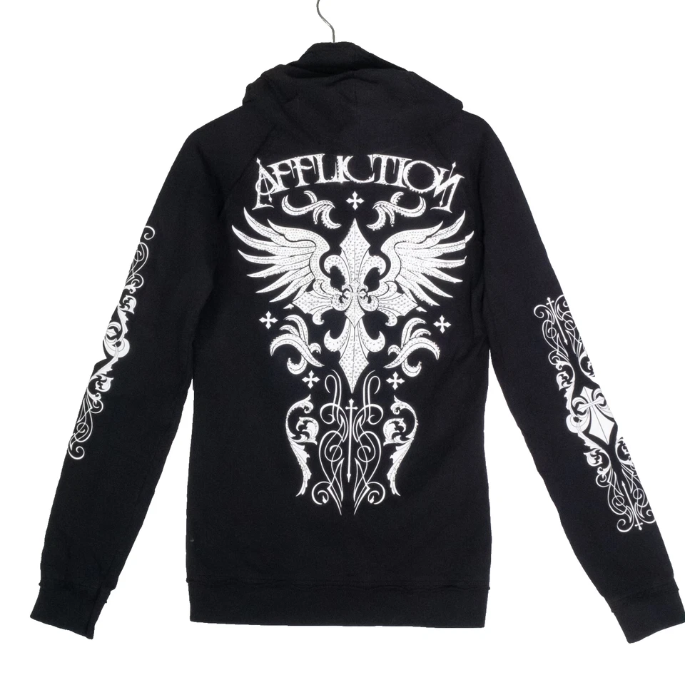 Affliction Live Fast Embellished Cross Sweatshirt Hoodie Full Zip Ladies Large - Image 1 of 4