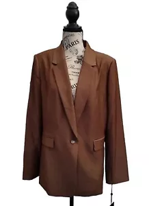 DKNY Women's Brown One Button Jacket Blazer Size 14 - Picture 1 of 6