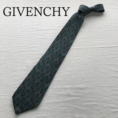 Corbata de seda geométrica verde Givenchy elegante vintage formal de negocios Foto 1 de 4