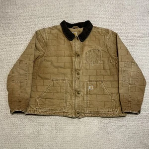 Giacca trapuntata donna Carhartt marrone muratori blocco mattoni rara XXL invecchiata - Foto 1 di 11