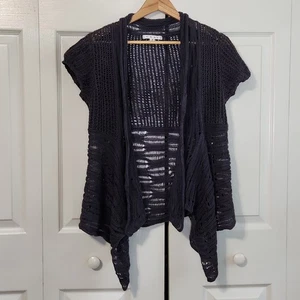 Cárdigan Cabi Azul/Gris Tejido Abierto Manga Gorra Mordedura de Tiburón Talla SM Lino Boho - Imagen 1 de 11