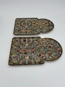 Vintage Paper Mache Tip Trays Hand Painted Floral Viking Japan Set Of 2 - Picture 1 of 4