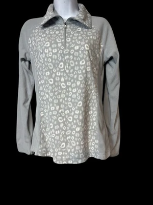 Chaqueta Columbia Fleece 1/4 Cremallera Mujer Talla Pequeña Gris Leopardo Estampado Animal Foto 1 de 4