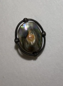 Vintage antike viktorianische Sterlingsilber Abalone Blister Perle Brosche Anstecknadel - Bild 1 von 11