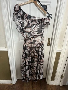 BNWT Wallis mono Palm One Shoulder Dress Size 22 - Picture 1 of 2