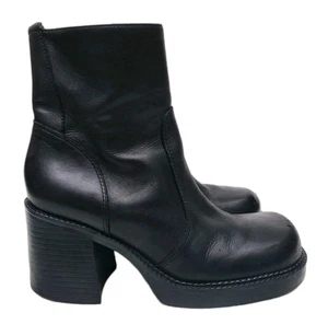Y2K Chunky Platform Block Heel Black Vegan Boots Kathy Jean Women's Sz 8M - Picture 1 of 15