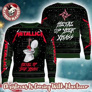 Metallicaa Metal Up Your Xmass Funny Toilet Candy Crane Ugly Sweater - Picture 1 of 2