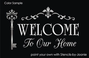 11"x24" Welcome Stencil Our Home Fleur Scroll Key Farmhouse DIY Craft Art Signs - Picture 1 of 7
