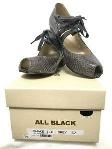 All Black Contemporary Footwear Brand Women's Size 37 Grey Snake Peep Toe Dress - Picture 1 of 12