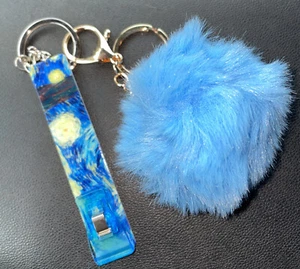 Credit card ATM/GAS Grabber Key Chain With Pom Pom And GRIPPER - FREE SHIP - Picture 1 of 1