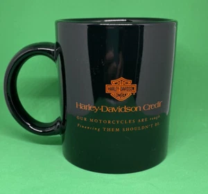 Harley-Davidson Finance Kreditbecher Kaffeetasse 8 Unzen schwarz orange Logo beidseitig - Bild 1 von 6