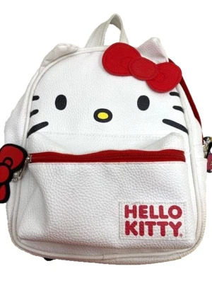 "Mini mochila Hello Kitty de 10"" de cuero sintético blanco" Foto 1 de 4