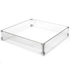Outdoor Fire Pit Wind Screen & Flame Guard Square Clear Glass 29.5" x 29.5" inch