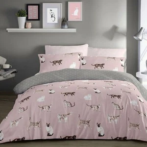 Duvet Cover Bedding Set Reversible Polka Dot Easy Care Cats by Fusion Blush - Picture 1 of 9