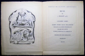 1937 LES BIBLIOPHILES DU PALAIS DINNER DE LA GENESE DE LA MER MENU ILLUSTRATED - Picture 1 of 2