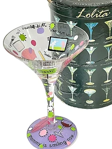 Lolita 7oz Hand-Painted Martini Glass -Mommy’s Time Out Mother's Day Cocktail - Picture 1 of 12