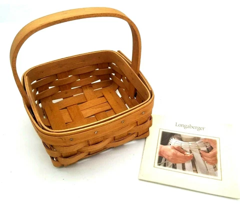 2002 Longaberger Tarragon Booking Basket with Longaberger Card/Pamphlet Cover