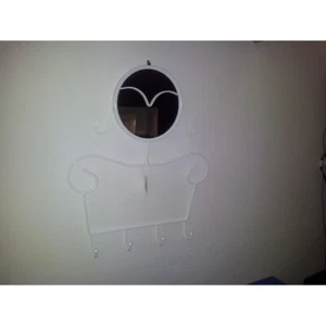 Appendiabiti con specchio da parete LADY Design elegante  in metallo bianco - Foto 1 di 1