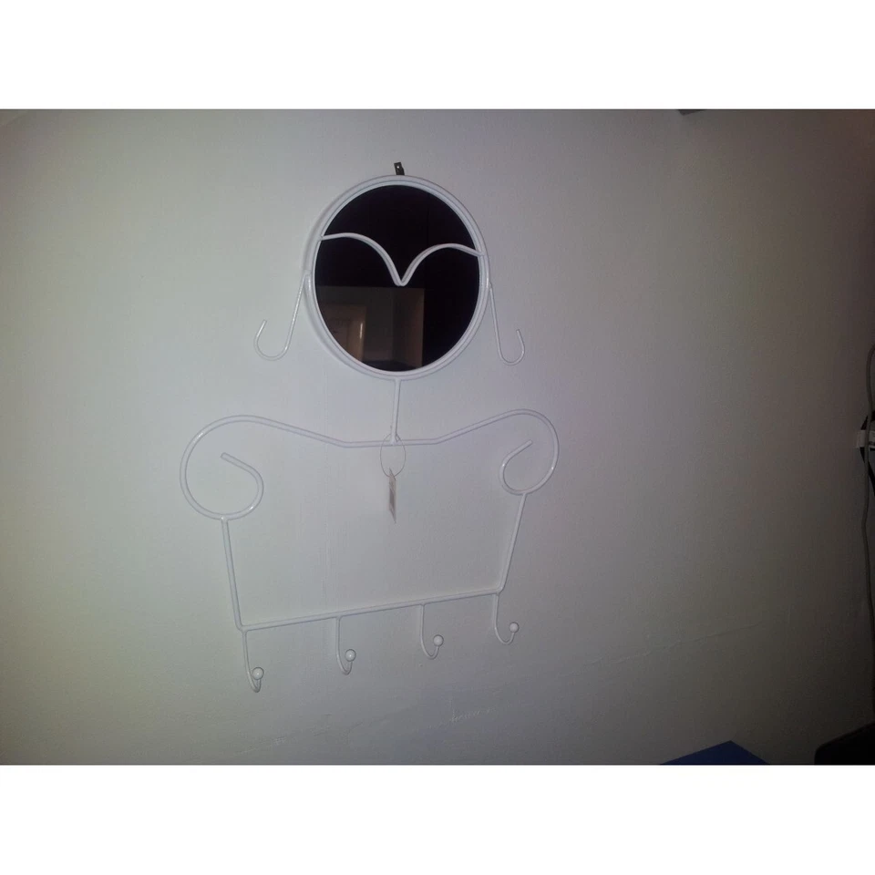 Appendiabiti con specchio da parete LADY Design elegante  in metallo bianco - Immagine 1 di 1