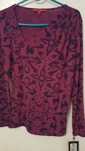 Narciso Rodriguez Design Nation Size Medium Long Sleeve Blouse Top Nwts Rtl $48 - Picture 1 of 4