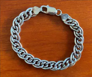 Maglia Catena Tessuta Argento Sterling 925 Vintage con Fibbia Italiana, 19+ grammi - Foto 1 di 5
