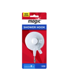 Magic Shower & Bathtub Suction Hook – White Metal, No-Drill Installation - NEW - Picture 1 of 7