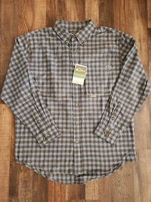 DRAKE WATERFOWL SYSTEMS AUTUMN BRUSHED TWILL SHIRT Brown/Blue Large  - Image 1 of 3