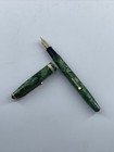 Vintage Conway Stewart 85L Green and Gold Marble Fountain Pen